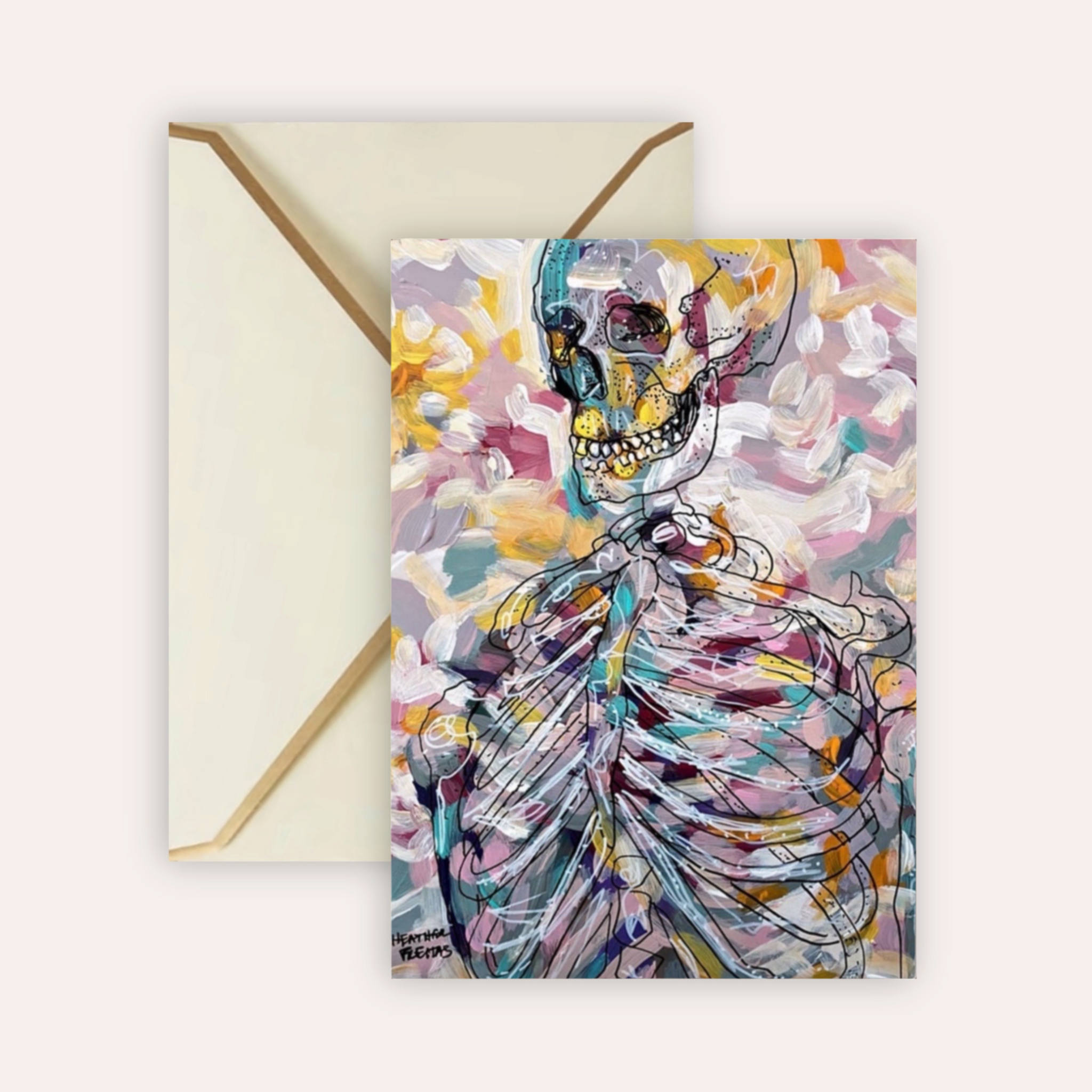 Pastel Skeleton Fine Art Greeting Card